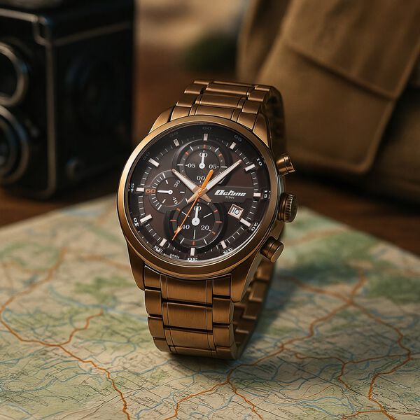 Titan Octane Primal Quartz Chronograph Brown Dial Brown Stainless Steel Strap Watch For Men - image number 0