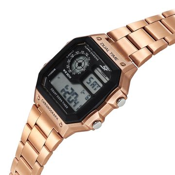 SF Hexa Metal Digital Dial Stainless Steel Strap Watch for Unisex