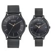 Sonata Modern Bandhan Quartz Analog Black Dial Black Stainless Steel Strap Watch For Couple - image number 0