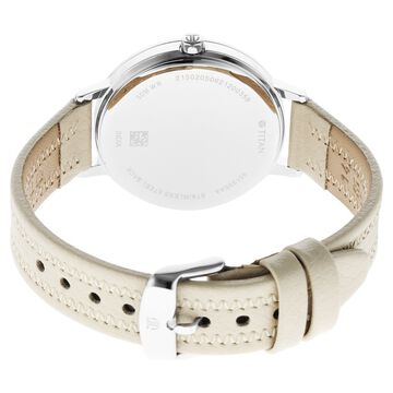 Titan Memento Beige Dial Analog Leather Strap Watch for Women