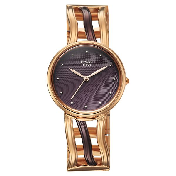 Titan Raga Sierra Quartz Analog Brown Dial Two Toned Metal Strap Watch For Women - image number 0