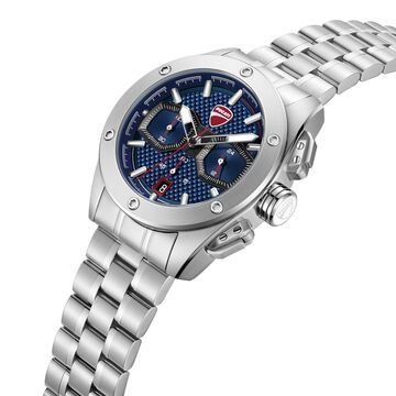 Ducati Quartz Chronograph Blue Dial Silver Stainless Steel Strap Watch For Men