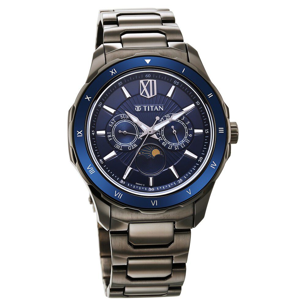 Buy Online Titan Regalia Premium Blue Dial Stainless Steel Strap Watch for Men ns1688km07 Titan