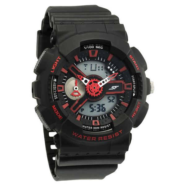 SF Dreamer Series Quartz Digital Analog Digital Black Round Round Shaped Dial Black Plastic Strap Watch For Men - image number 0