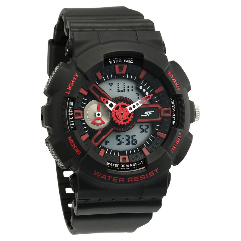 SF Dreamer Series Quartz Digital Analog Digital Black Round Round Shaped Dial Black Plastic Strap Watch For Men