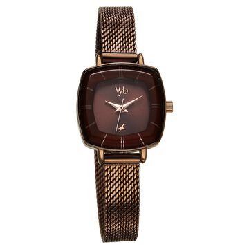 Vyb Seeker By Fastrack Quartz Analog Brown Dial Metal Strap Watch For Girls