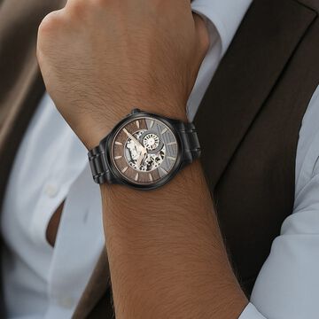 Titan Automatic Black Dial Stainless Steel Strap Watch for Men
