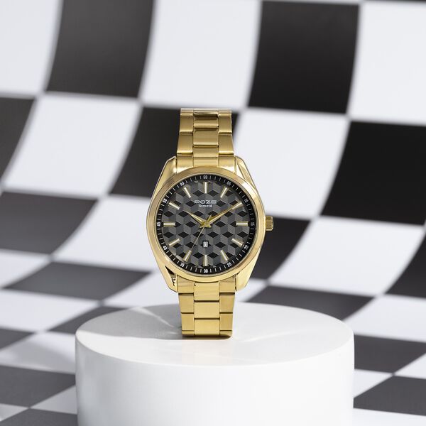 Sonata Poze Quartz Analog Two Toned Dial Golden Colour Stainless Steel Strap Watch For Men - image number 0