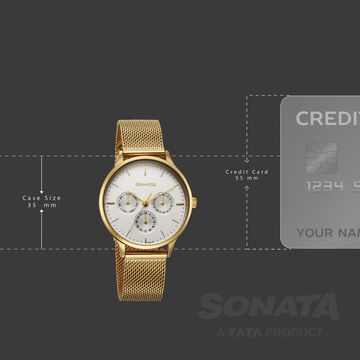 Sonata Festive Quartz Multifunction Silver Dial Metal Strap Watch For Women