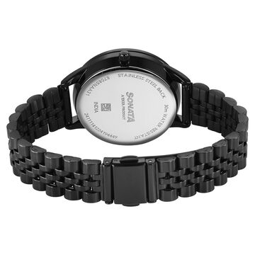 Sonata Eternia Quartz Multifunction Black Dial Metal Strap Watch For Women