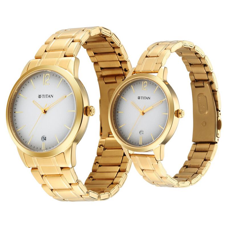 Titan Bandhan Grey Dial Analog Stainless Steel Strap Watch for Couple - image number 2