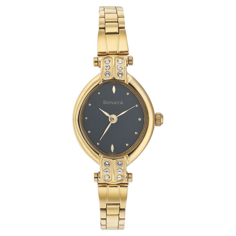 Sonata Quartz Analog Black Dial Strap Watch for Women