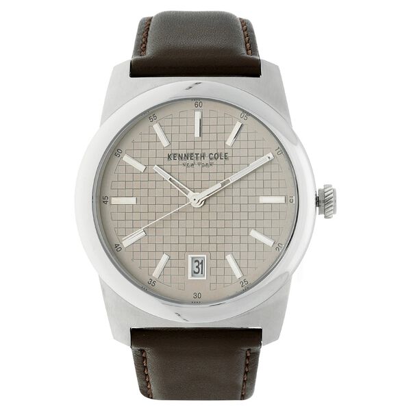 Kenneth Cole Quartz Analog Grey Dial Leather Strap Watch for Men - image number 0