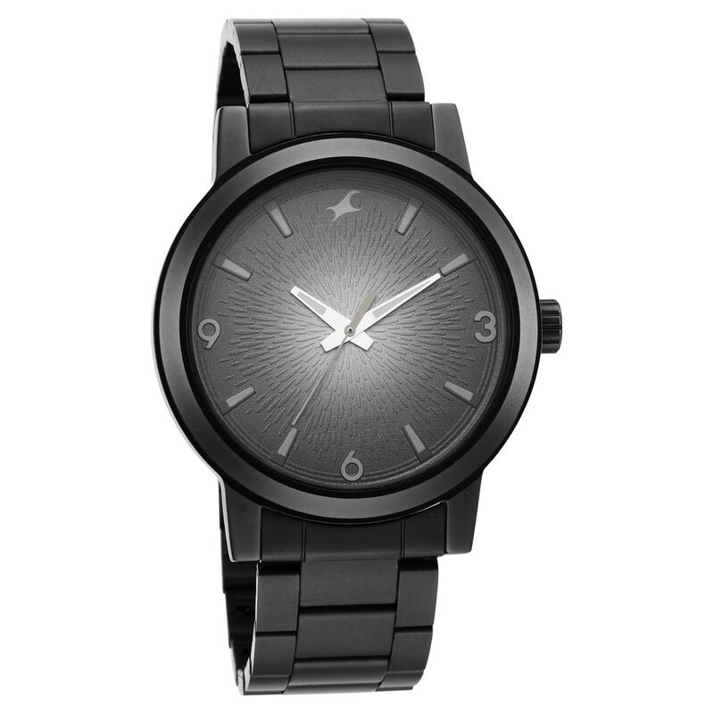Fastrack Stunners Quartz Analog Black Dial Metal Strap Watch for Guys
