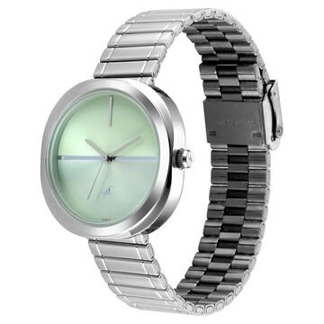 Fastrack 9 to Fine Analog with Green Dial Metal Strap Watch for Girls