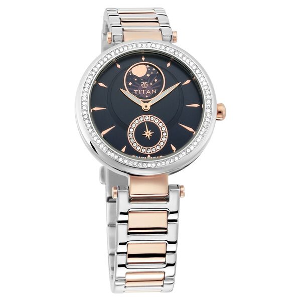 Titan Stellar Blue Dial Moonphase Stainless Steel Strap watch for Women - image number 1