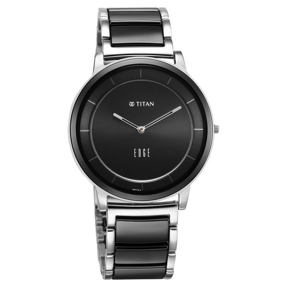 Buy Online Titan Edge Fusion Quartz Analog Black Dial Two Toned