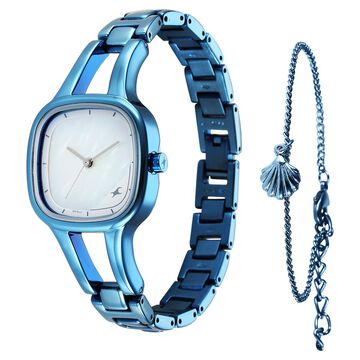 Fastrack Pulse Quartz Analog Mother Of Pearl Dial Metal Strap Watch for Girls
