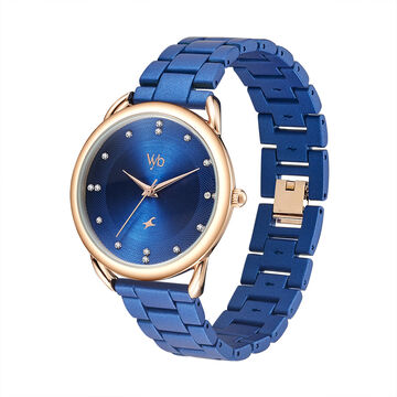 Fastrack Vyb Charmer Quartz Analog Blue Dial Stainless Steel Strap Watch for Girls