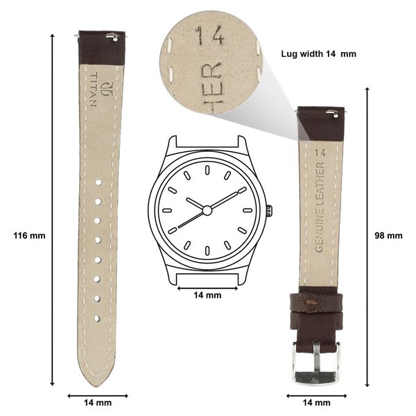 14 mm Brown Genuine Leather Strap for Women - image number 1