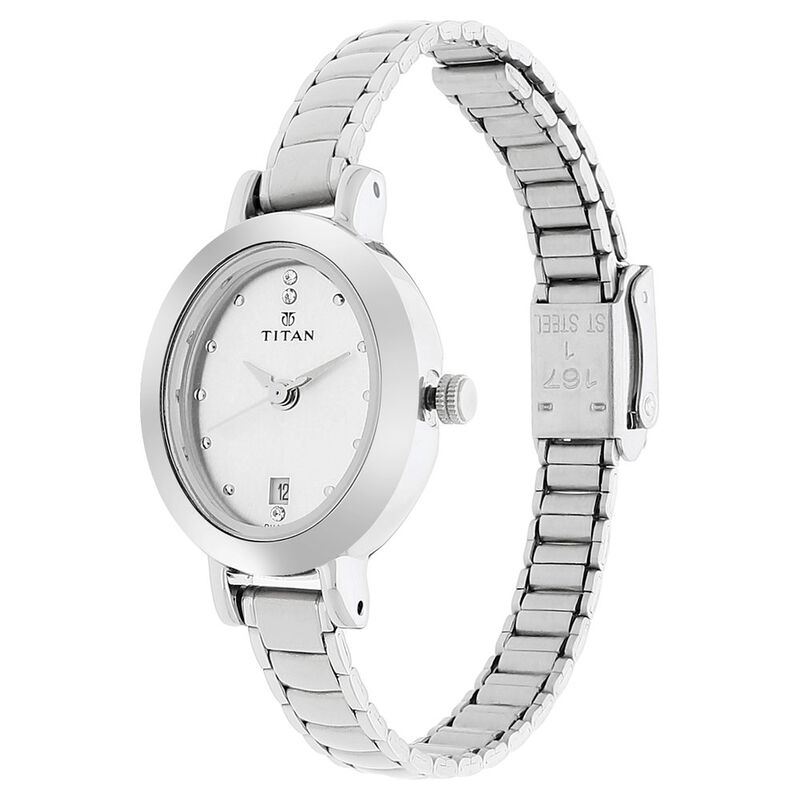 Titan Quartz Analog with Date Silver Dial Stainless Steel Strap Watch for Women - image number 2
