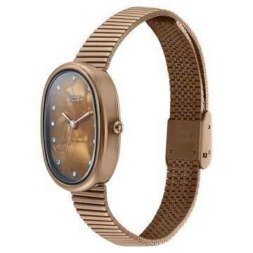 Sonata Poze Quartz Analog Brown Dial Metal Strap Watch for Women