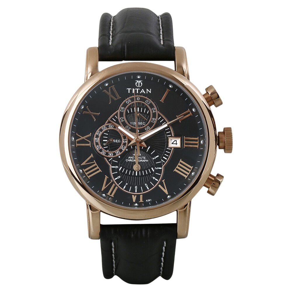 Buy Online Titan Quartz Chronograph Black Dial Watch for Men