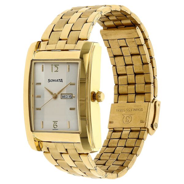 Sonata Quartz Analog with Day and Date Silver Dial Stainless Steel Strap Watch for Men - image number 1