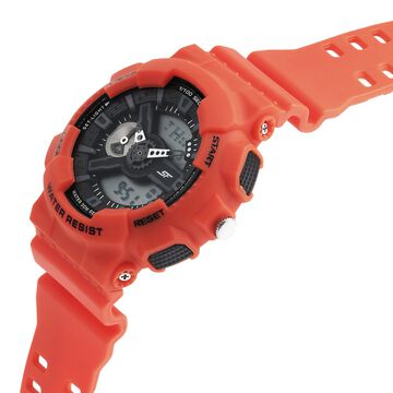 SF Dreamer Series Quartz Digital Analog Digital Black Dial Orange Plastic Strap Watch For Men