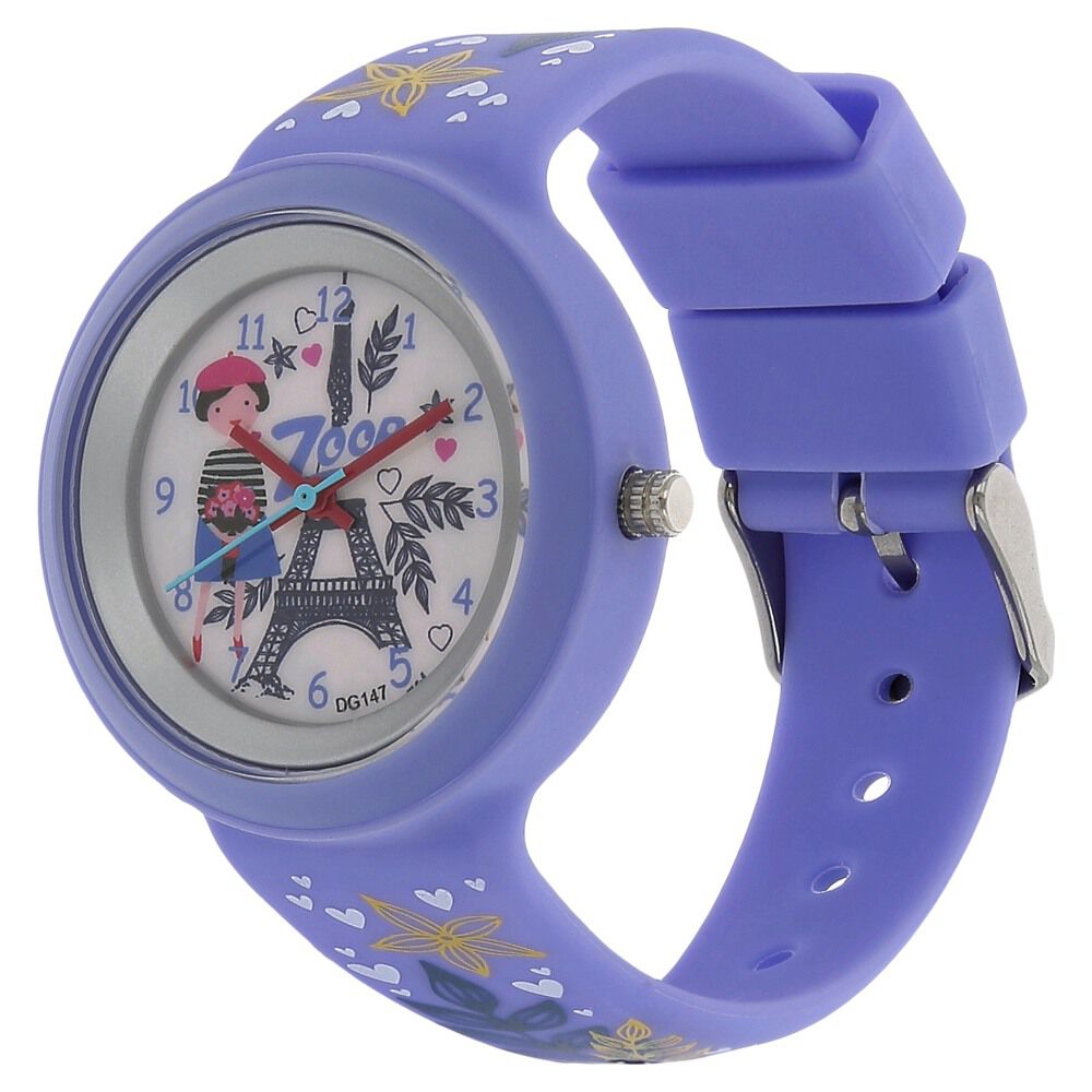 Buy Online Zoop Analog Watch with White Dial & Purple Strap for