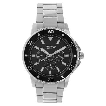 Titan Quartz Multifunction Black Dial Stainless Steel Strap Watch for Men