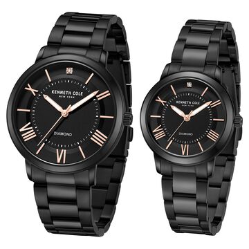 Kenneth Cole Quartz Analog Black Dial Stainless Steel Strap Watch for Couple