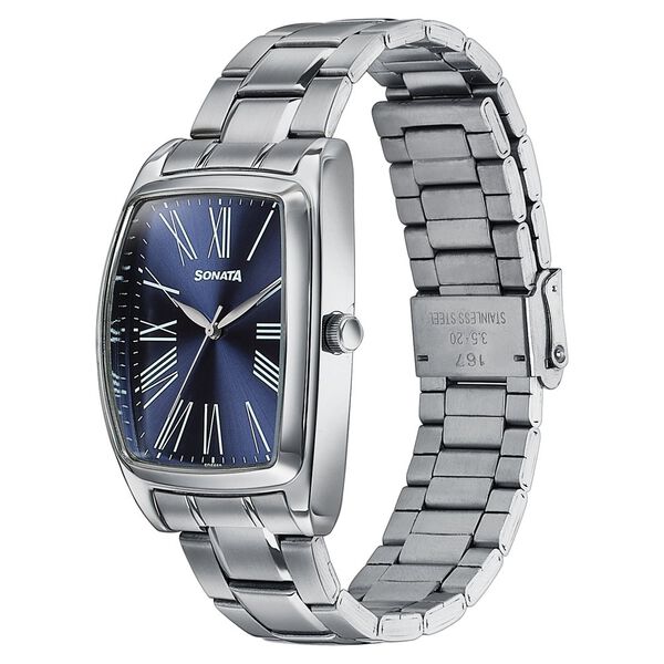 Sonata Ascent Blue Tonneau Watch with Metal Bracelet - image number 2