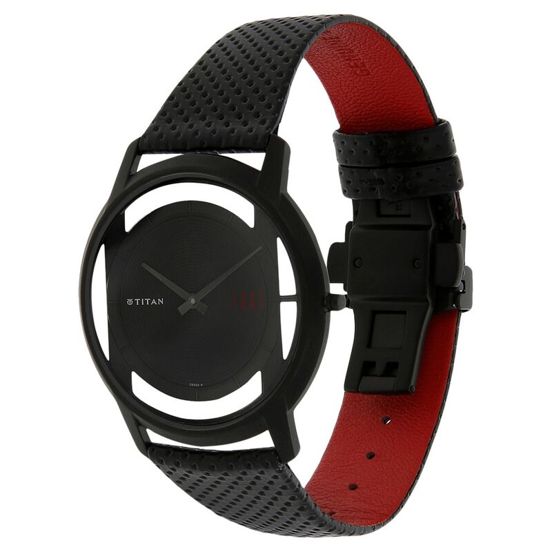 Titan Quartz Analog Black Dial Leather Strap Watch for Men - image number 1