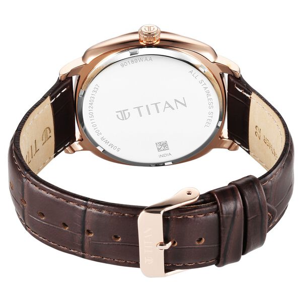 Titan Classique Suave Quartz Brown Dial Brown Leather Strap Watch for Men - image number 4