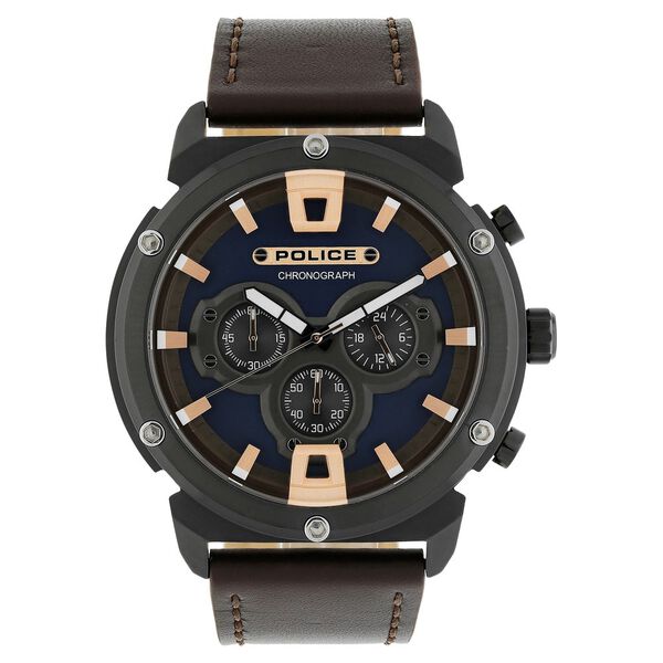 Police Quartz Analog Blue Dial Leather Strap Watch for Men - image number 0