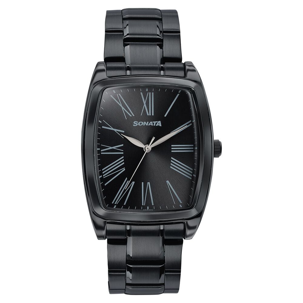 Sonata Ascent Black Tonneau Watch for Men-picture-19