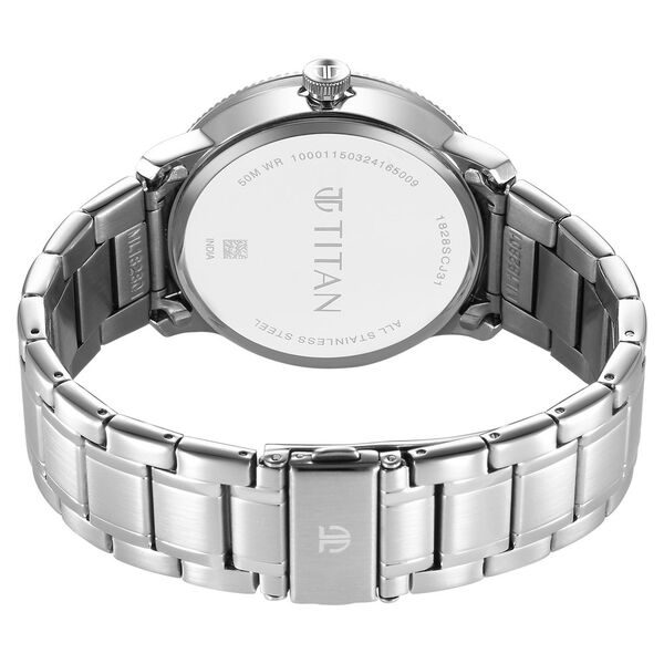 Titan Regalia Opulent Quartz Analog Blue Dial Silver Stainless Steel Strap Watch for Men - image number 4