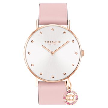 Coach Quartz Analog Silver Dial Leather Strap Watch for Women