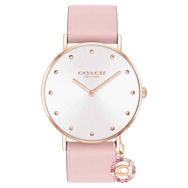 Coach Quartz Analog Silver Dial Leather Strap Watch for Women