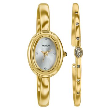Poze Poze Quartz Analog Golden Dial Golden Metal Strap Watch For Women