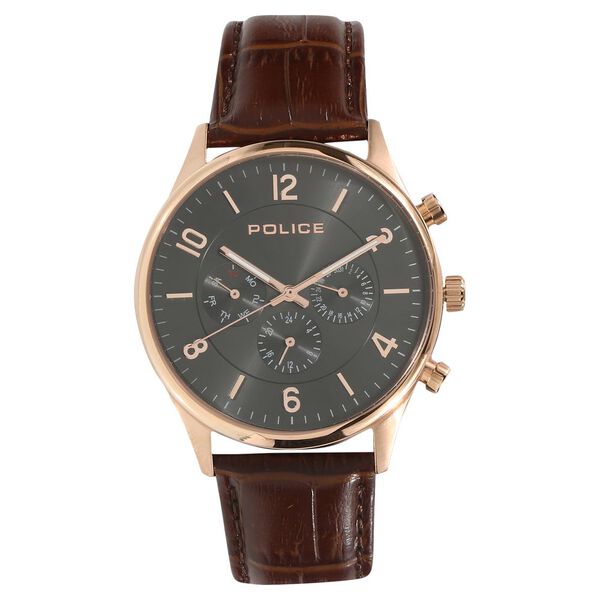 Police Quartz Chronograph Grey Dial Leather Strap Watch for Men - image number 0