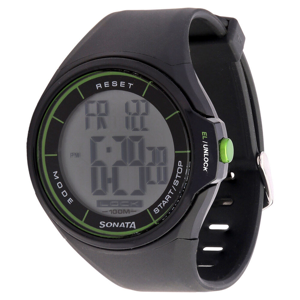 Buy Online Sonata Digital Green Dial Strap Watch for Men 7992pp03j Titan