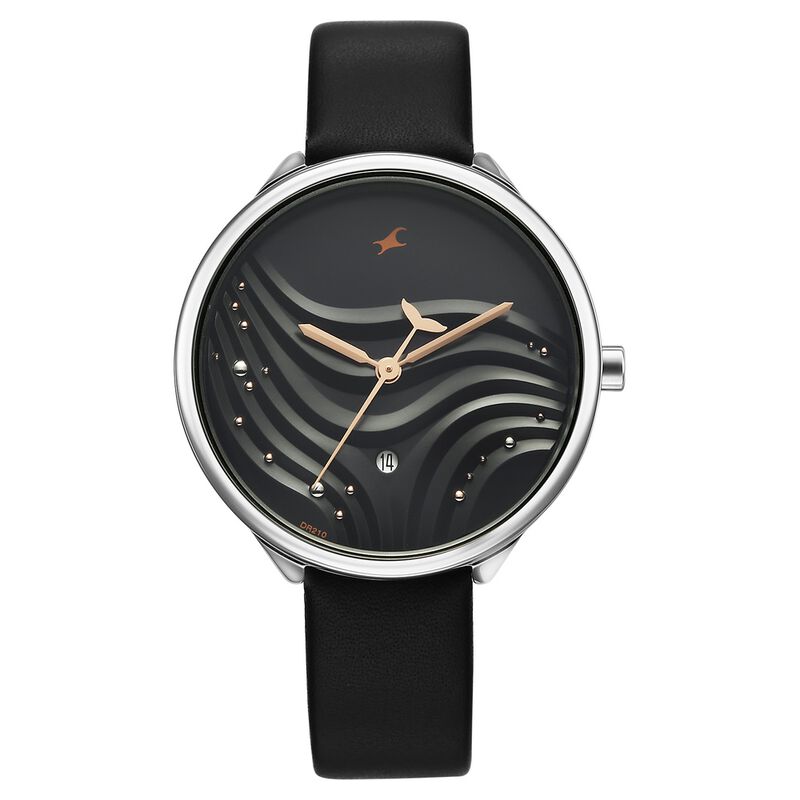 Fastrack Oceanyx Quartz Analog with Date Black Dial Black Strap Watch For Girls