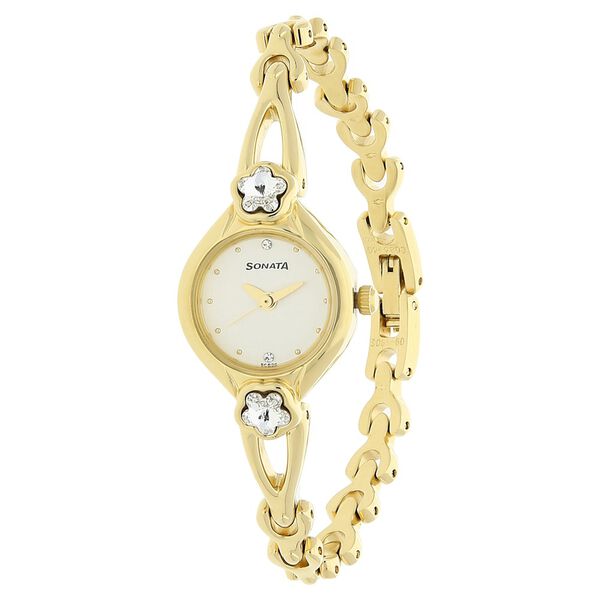 Sonata Quartz Analog Champagne Dial Metal Strap Watch for Women - image number 1