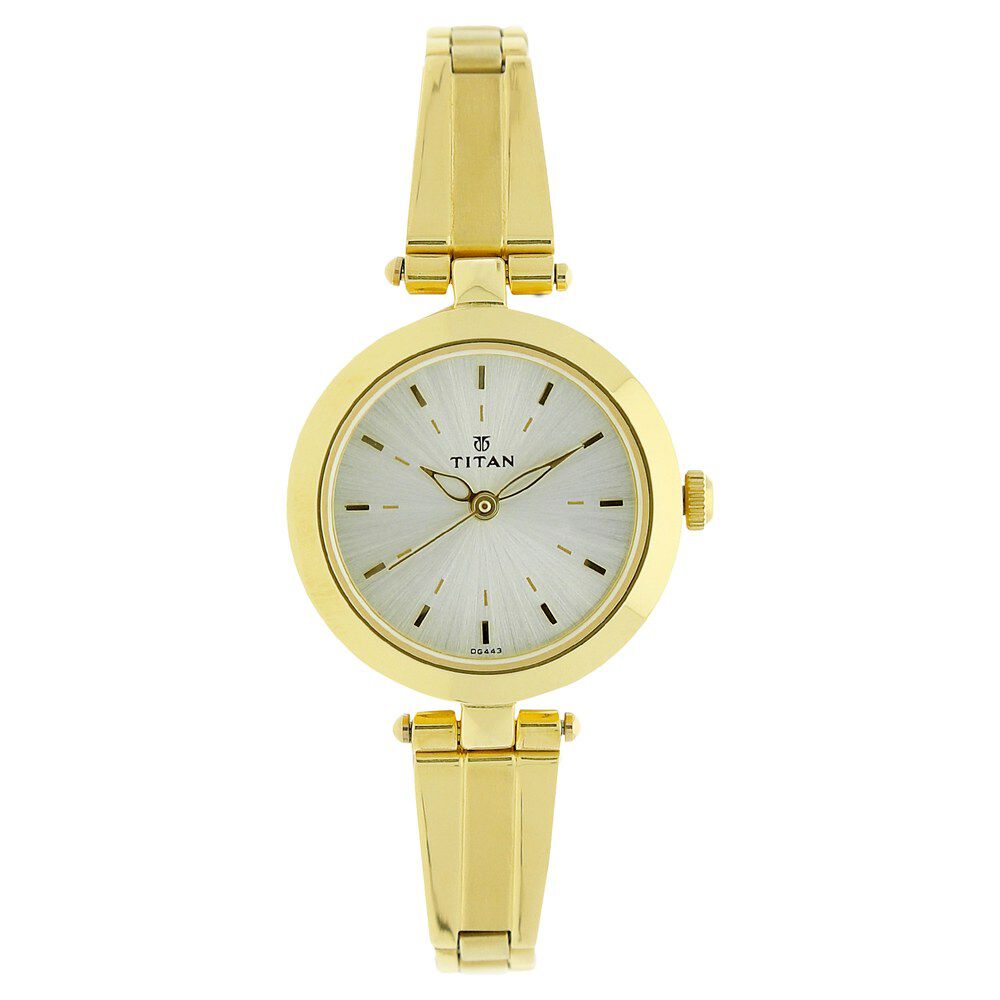 Buy Online Titan Karishma Champagne Dial Women Watch With Stainless Steel Strap ns2574ym01 Titan