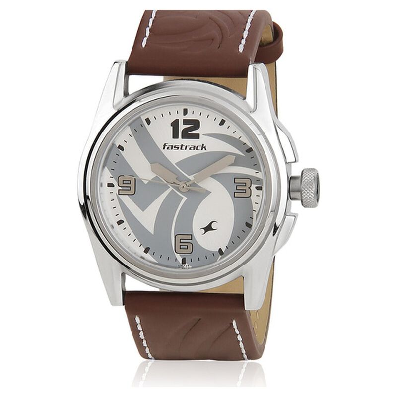 Fastrack Quartz Analog Black Dial Leather Strap Watch for Guys