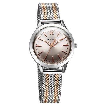 Titan Titan Timeless Urban Quartz Analog Pink Dial Metal Strap Watch For Women