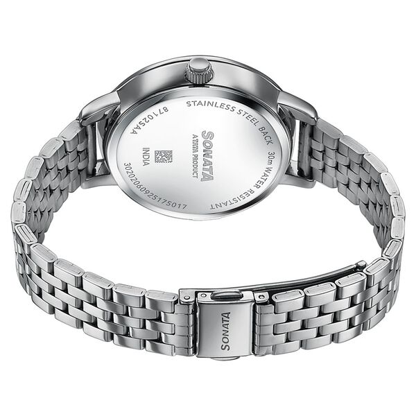 Sonata Verve Quartz Multifunction Pink Dial Rose Gold Metal Strap Watch For Women - image number 5