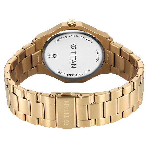 Titan Regalia Dodecagon Quartz Analog with Date Black Dial Golden Stainless Steel Strap Watch For Men - image number 4